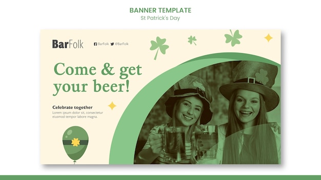 Free PSD flat design st. patrick's day template