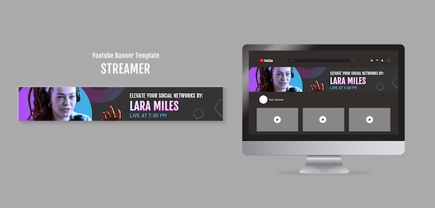 Free PSD flat design streamer template