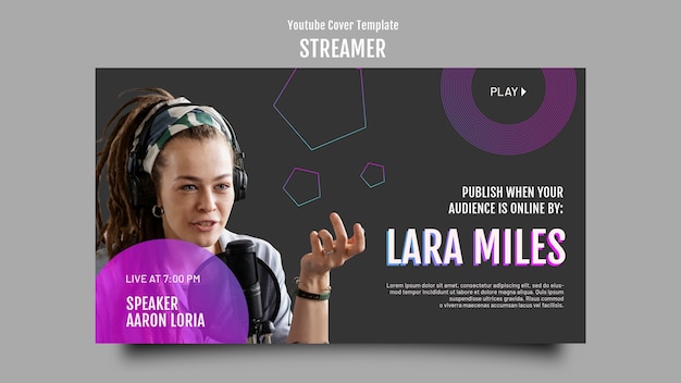 PSD gratuito modello di streamer dal design piatto