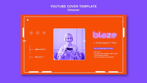 PSD gratuito modello di streamer dal design piatto