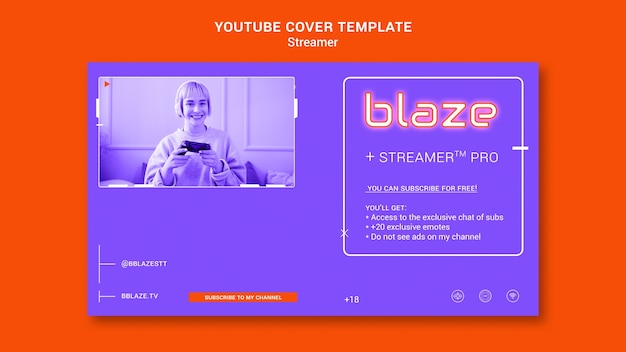 PSD gratuito modello di streamer dal design piatto