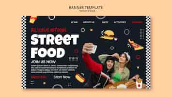 Free PSD flat design street food landing page