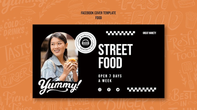 Free PSD flat design street food template