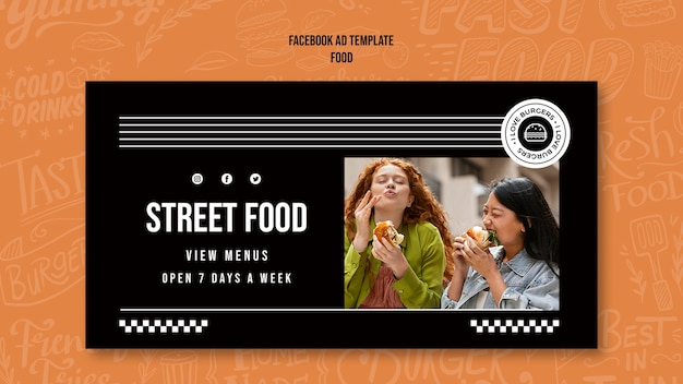 Free PSD flat design street food template