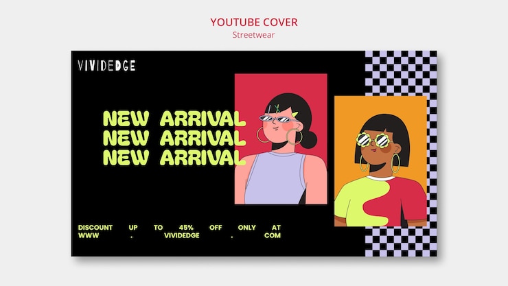 ฟรี PSD flat design streetwear collection youtube cover