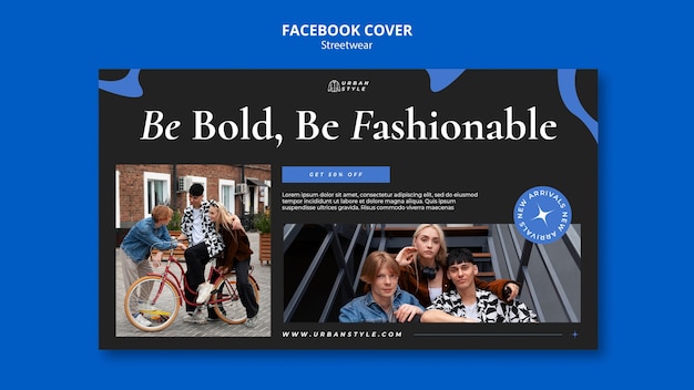 PSD gratuito copertina facebook streetwear dal design piatto