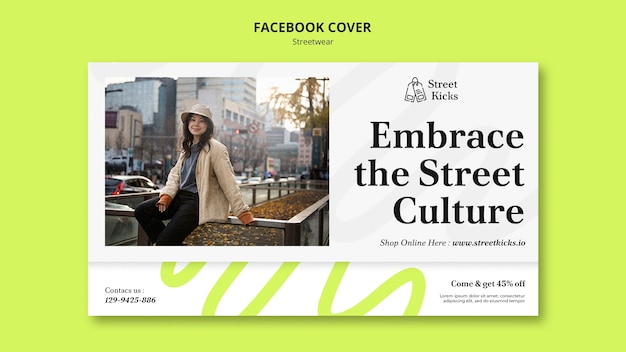 無料PSD フラットなデザインのストリートウェア facebook カバー
