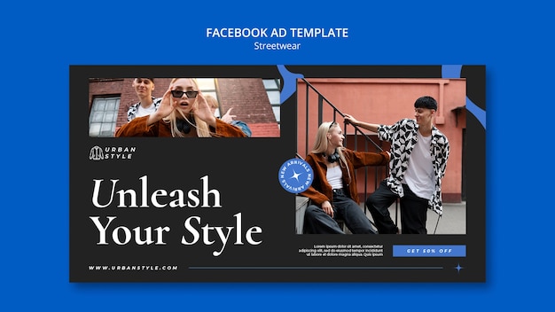 Free PSD flat design streetwear facebook template