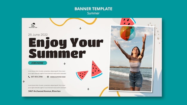 Free PSD flat design summer banner template