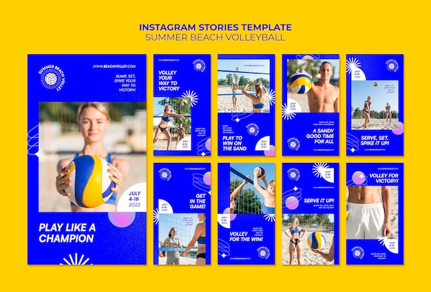 Modello di storie di instagram estate design piatto