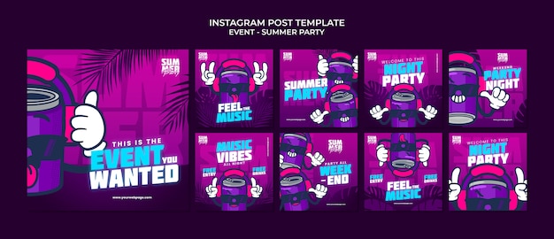 Free PSD flat design summer party template