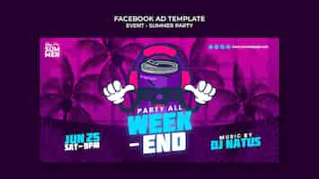 Free PSD flat design summer party template