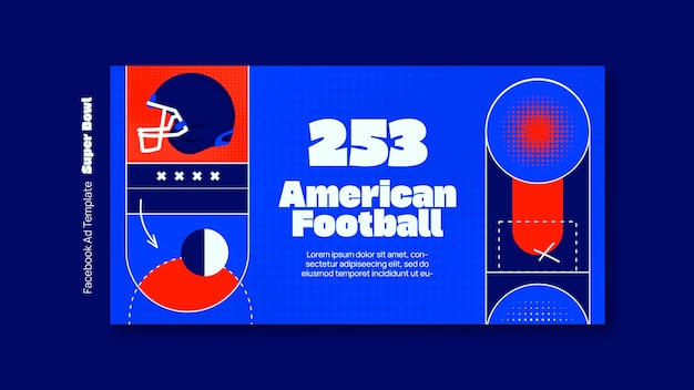 PSD gratuito template facebook di design piatto per il super bowl