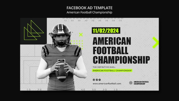 PSD gratuito template facebook di design piatto per il super bowl