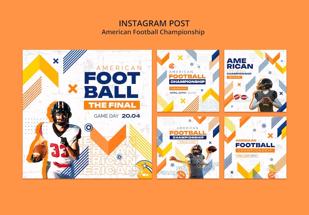 Flat design super bowl instagram posts