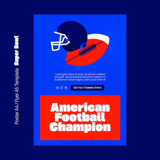 Free PSD flat design super bowl poster template