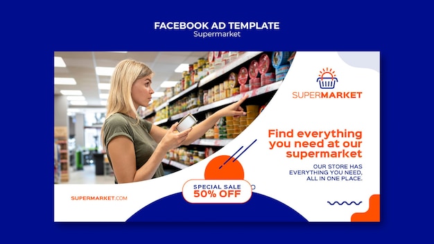 Flat design supermarket template