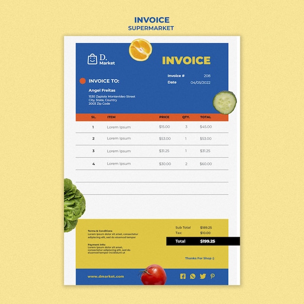 Flat design supermarket template