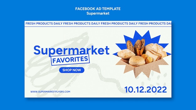 Free PSD flat design supermarket template