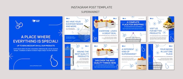 Flat design supermarket template