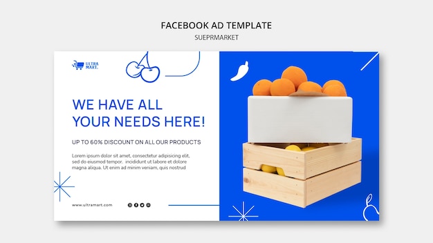 Free PSD flat design supermarket template