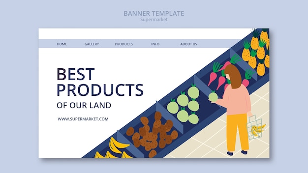 Free PSD flat design supermarket template