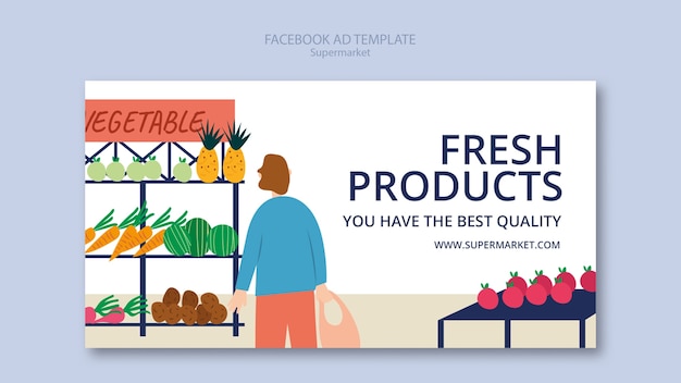 Free PSD flat design supermarket template