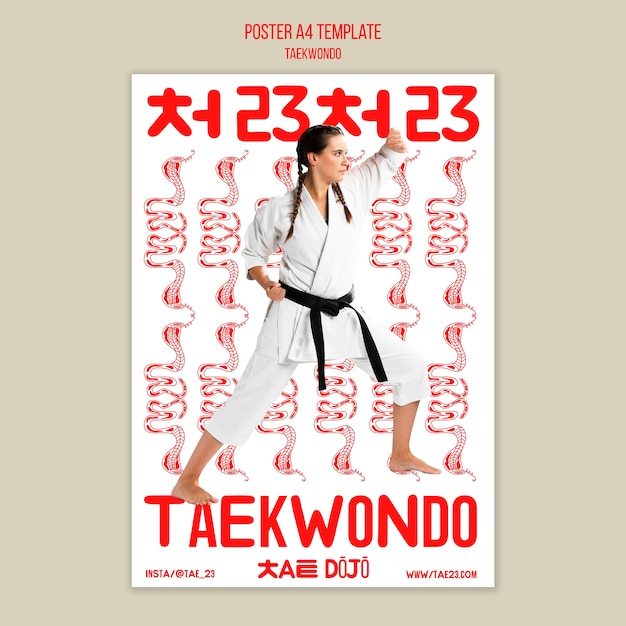 PSD gratuito modello di taekwondo design piatto