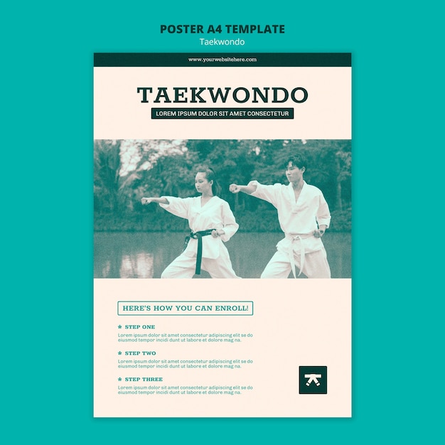 PSD gratuito modello di taekwondo design piatto