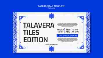 Бесплатный PSD Плоский дизайн шаблона facebook для события talavera