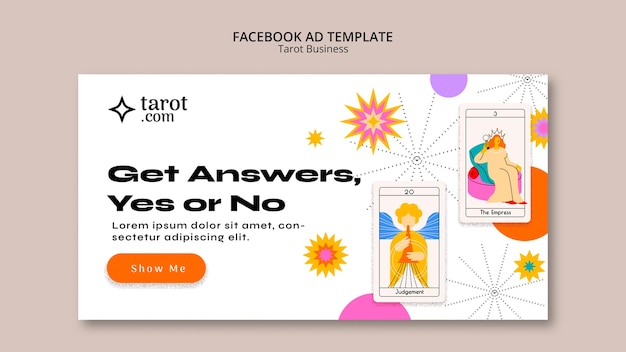 Free PSD flat design tarot card template