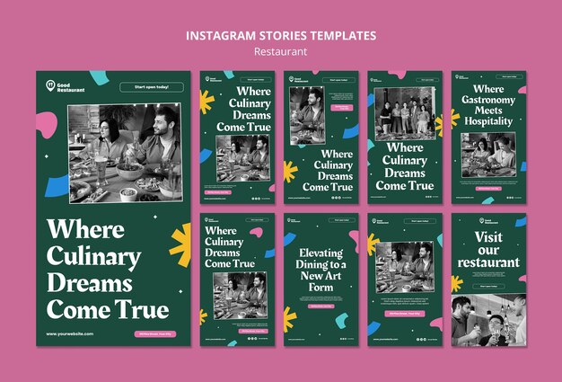 flat design tasty food restaurant instagram stories