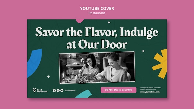 Free PSD flat design tasty food restaurant youtube cover