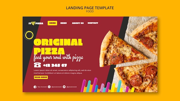 Free PSD flat design tasty pizza landing page