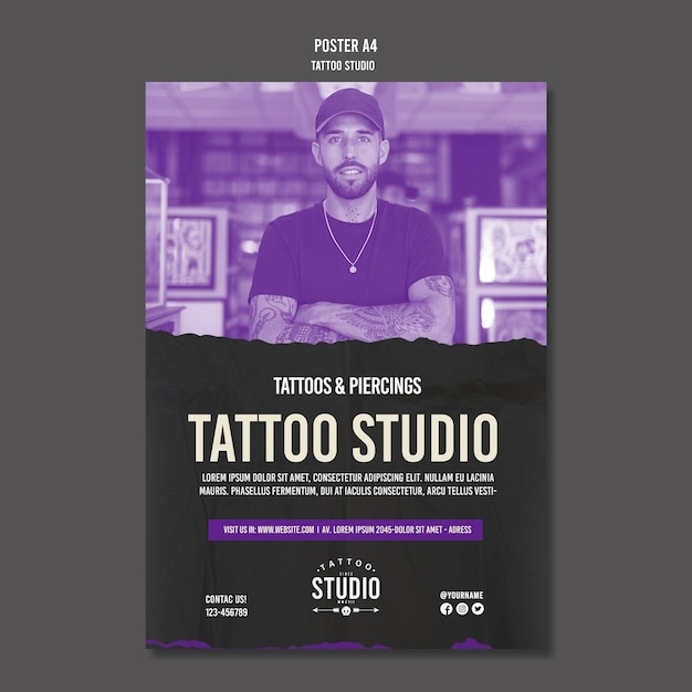 Flat Design Tattoo Template – Free PSD Download