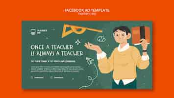 Free PSD flat design teacher's day facebook template