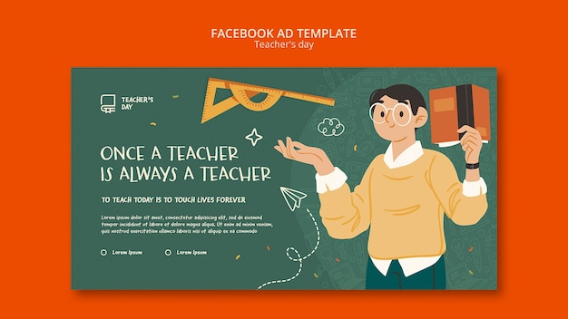 Free PSD flat design teacher's day facebook template