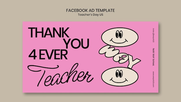 Flat design teacher's day facebook template