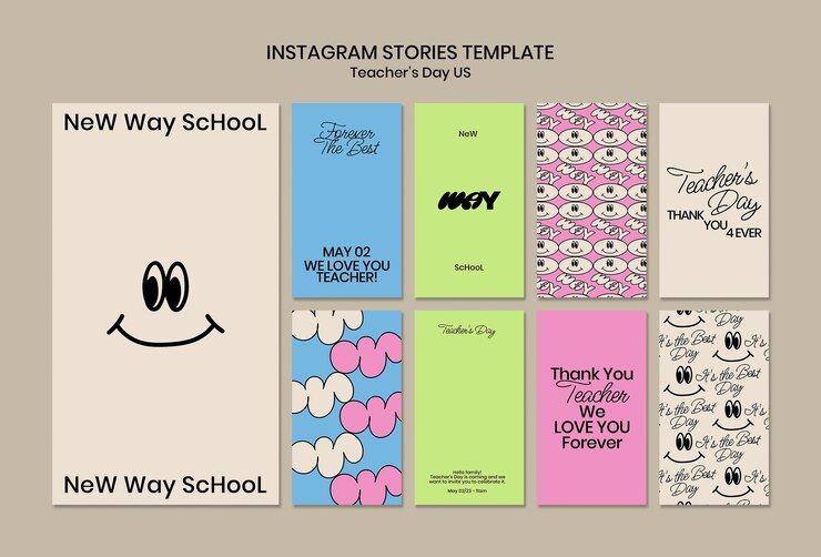 Free PSD flat design teacher's day instagram stories