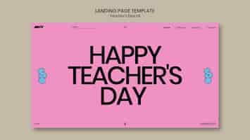 Free PSD flat design teacher's day landing page template