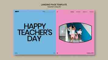 Free PSD flat design teacher's day landing page template