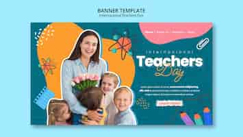 Free PSD flat design teacher's day template