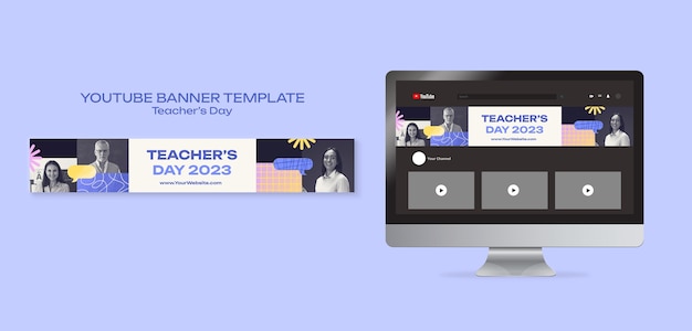 Free PSD flat design teacher's day template