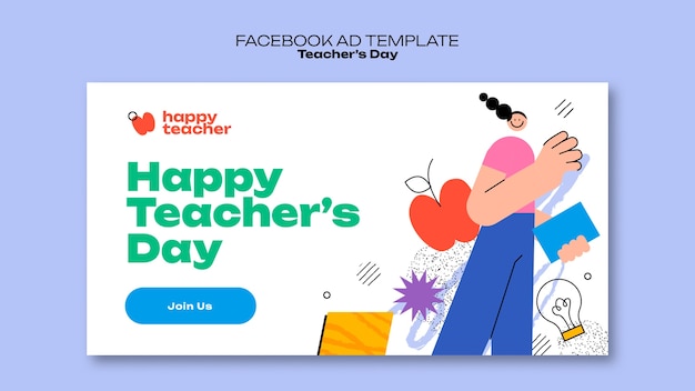 Free PSD flat design teacher's day template