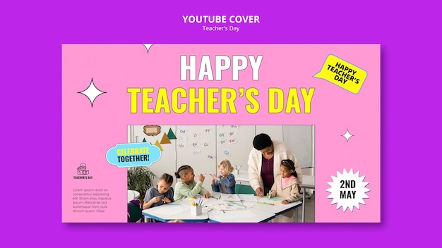 Free PSD flat design teacher's day youtube cover