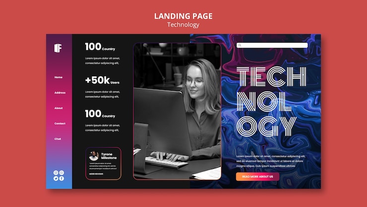 Free PSD flat design technology design template