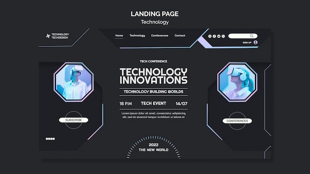 Free PSD flat design technology template