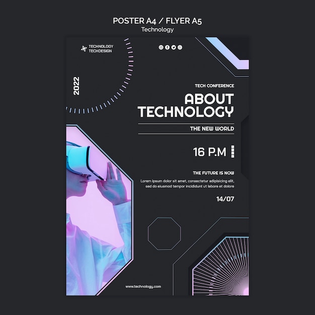 Free PSD flat design technology template