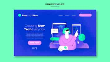 Free PSD flat design technology template