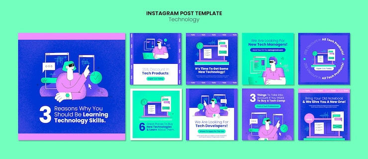 Free PSD flat design technology template